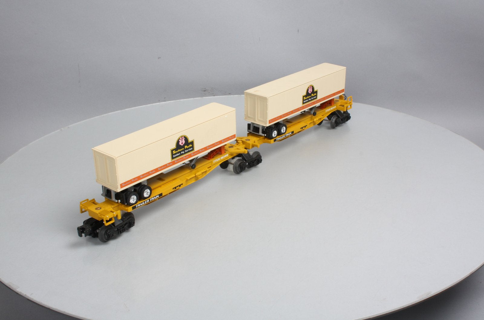 Lionel 6-16345 O TTUX Flatcar w/ Southern Pacific Trailers #16345 #16346 LN/Box