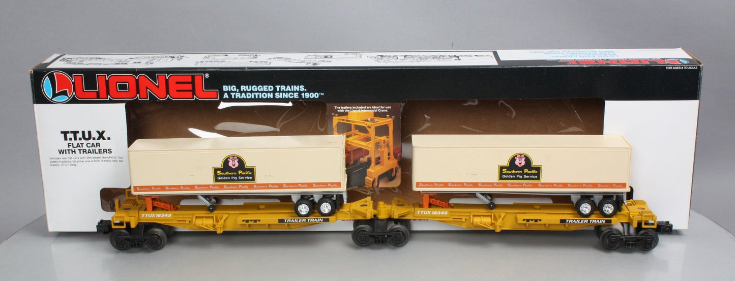 Lionel 6-16345 O TTUX Flatcar w/ Southern Pacific Trailers #16345 #16346 LN/Box