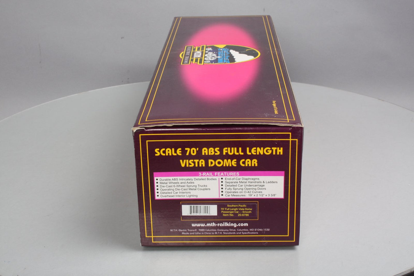MTH 20-6786 70' Southern Pacific Full Length Vista Dome Passenger Car LN/Box