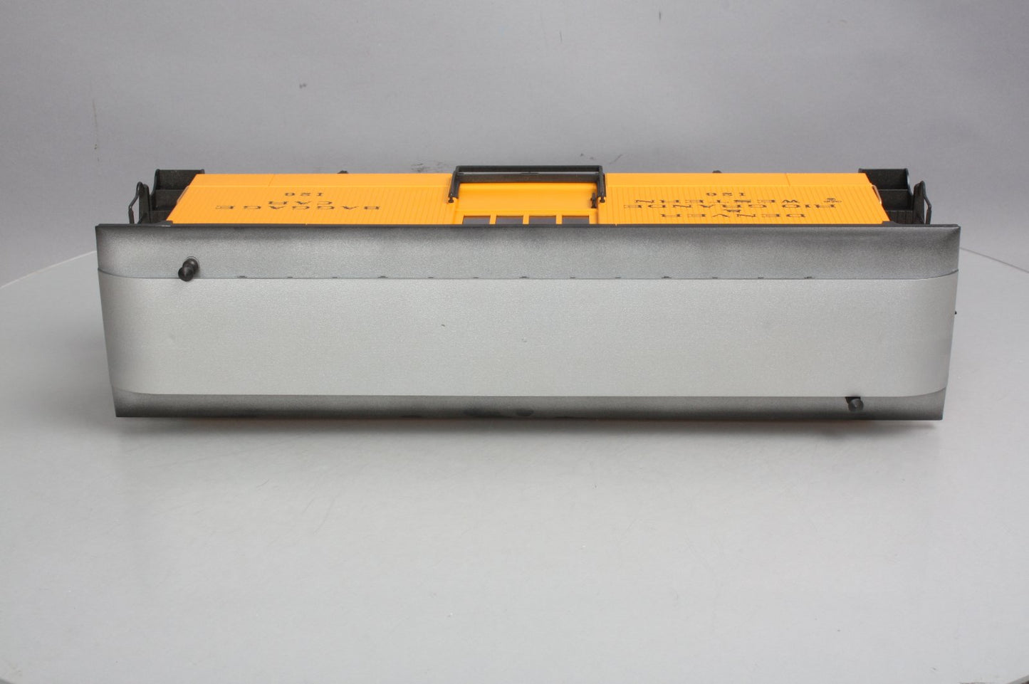 LGB 3084 D&RG Yellow & Silver Baggage Car w/ Custom Figure - Metal Wheels LN/Box
