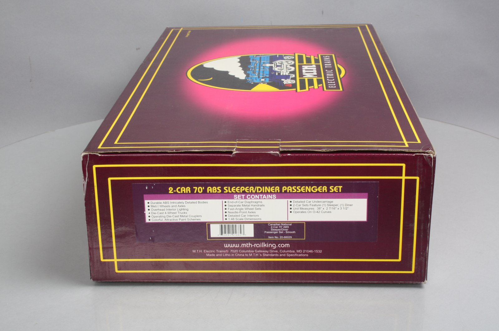MTH 20-66029 O Canadian National 70' Streamlined Sleeper/Diner Passenger Car Set LN/Box