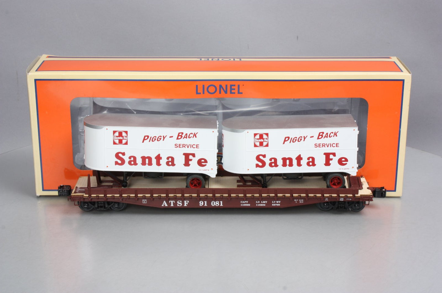 Lionel 6-27068 Santa Fe Flatcar with Piggyback Trailers