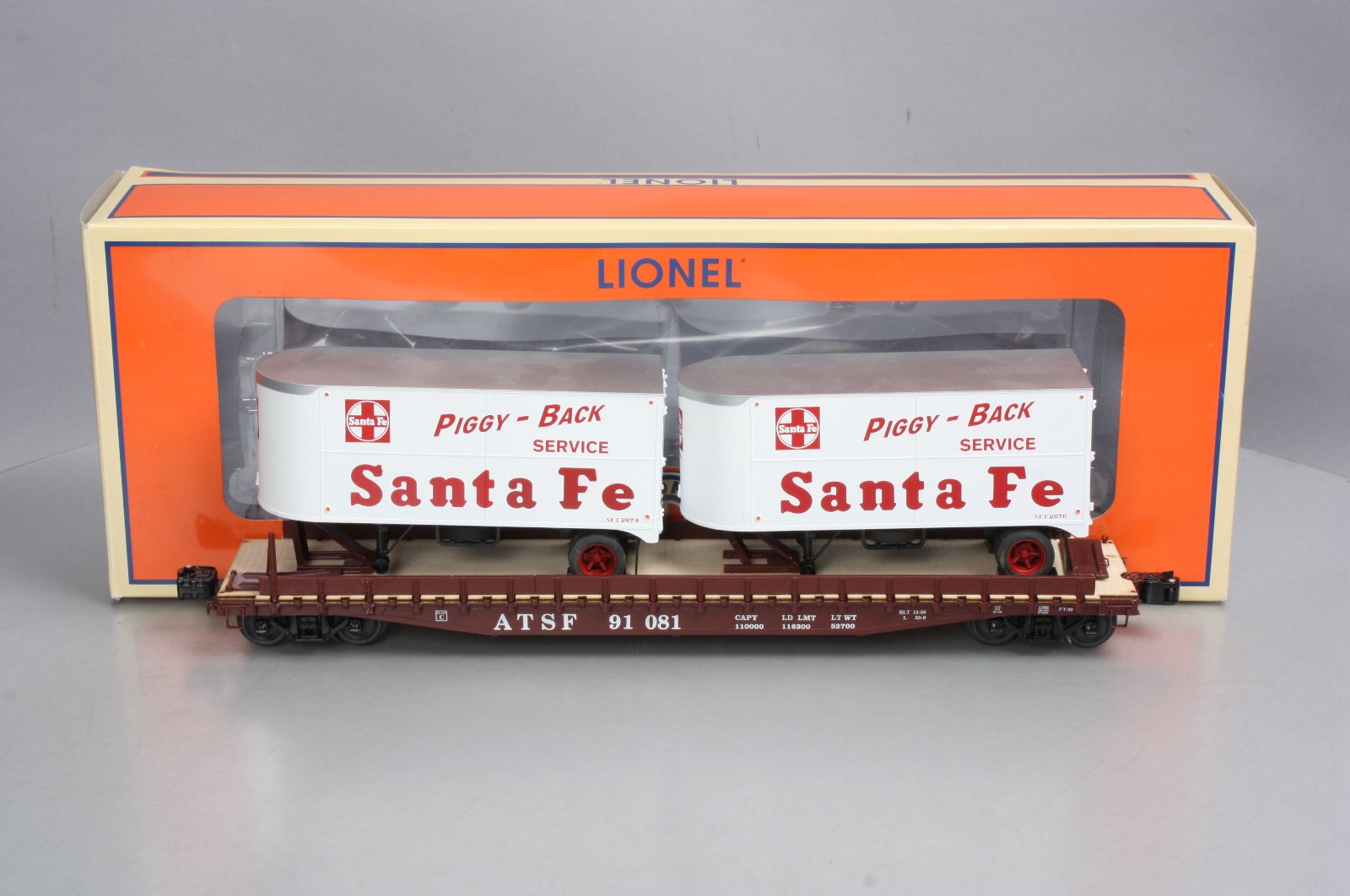 Lionel 6-27068 Santa Fe Flatcar with Piggyback Trailers