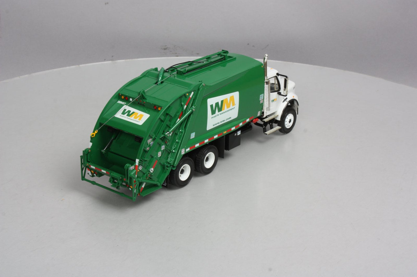 First Gear 10-3287 1:34 Waste Management Rear-End Loader with 2-Trash Cans