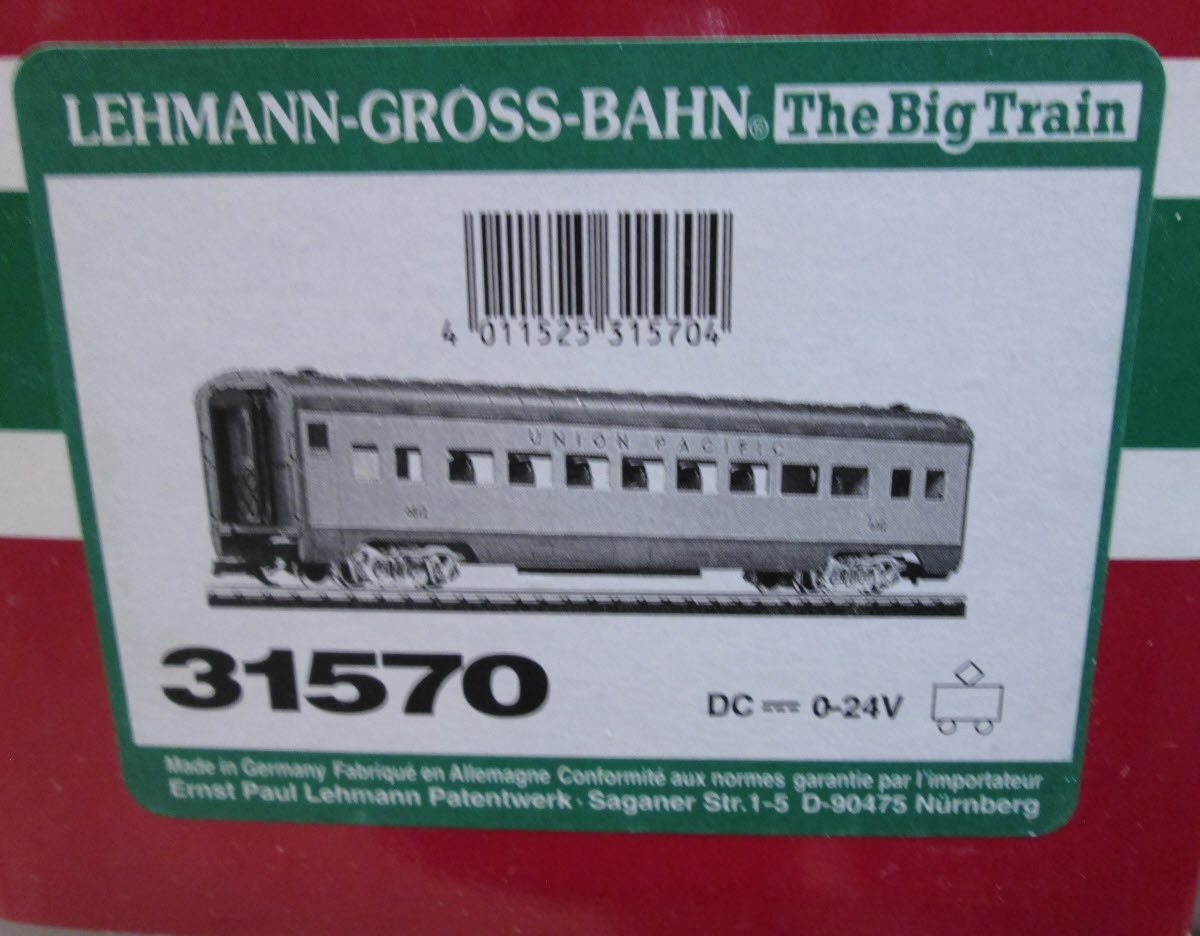 LGB 31570 Union Pacific Long Passenger Coach - Metal Wheels EX/Box