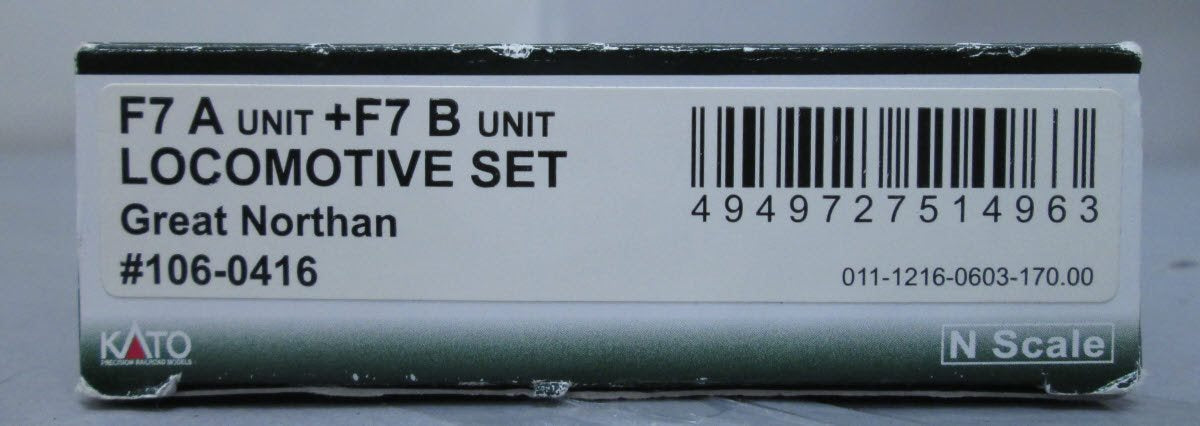 Kato 106-0416 N Scale Great Northern F-7 A/B Diesel Locomotive Set LN/Box
