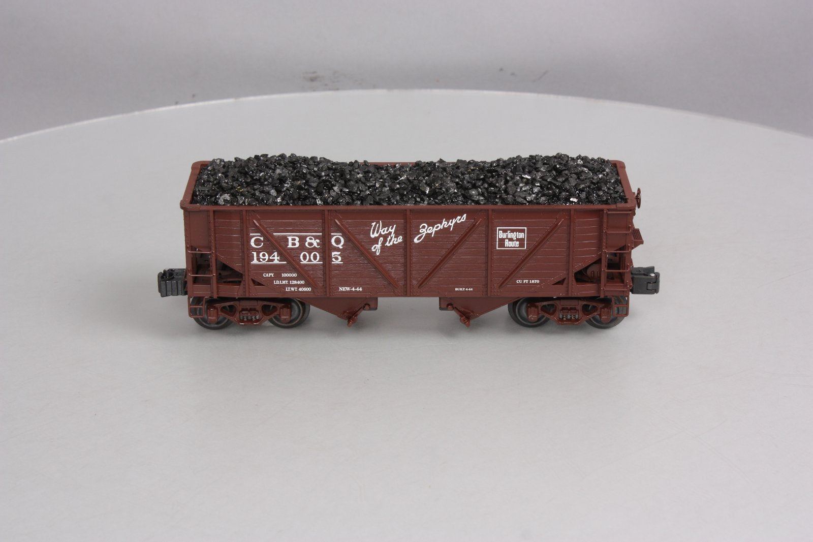 K-Line K6255-1331 O Gauge CB&Q 2-Bay Die Cast Hopper w/ Coal Load #194673 LN/Box
