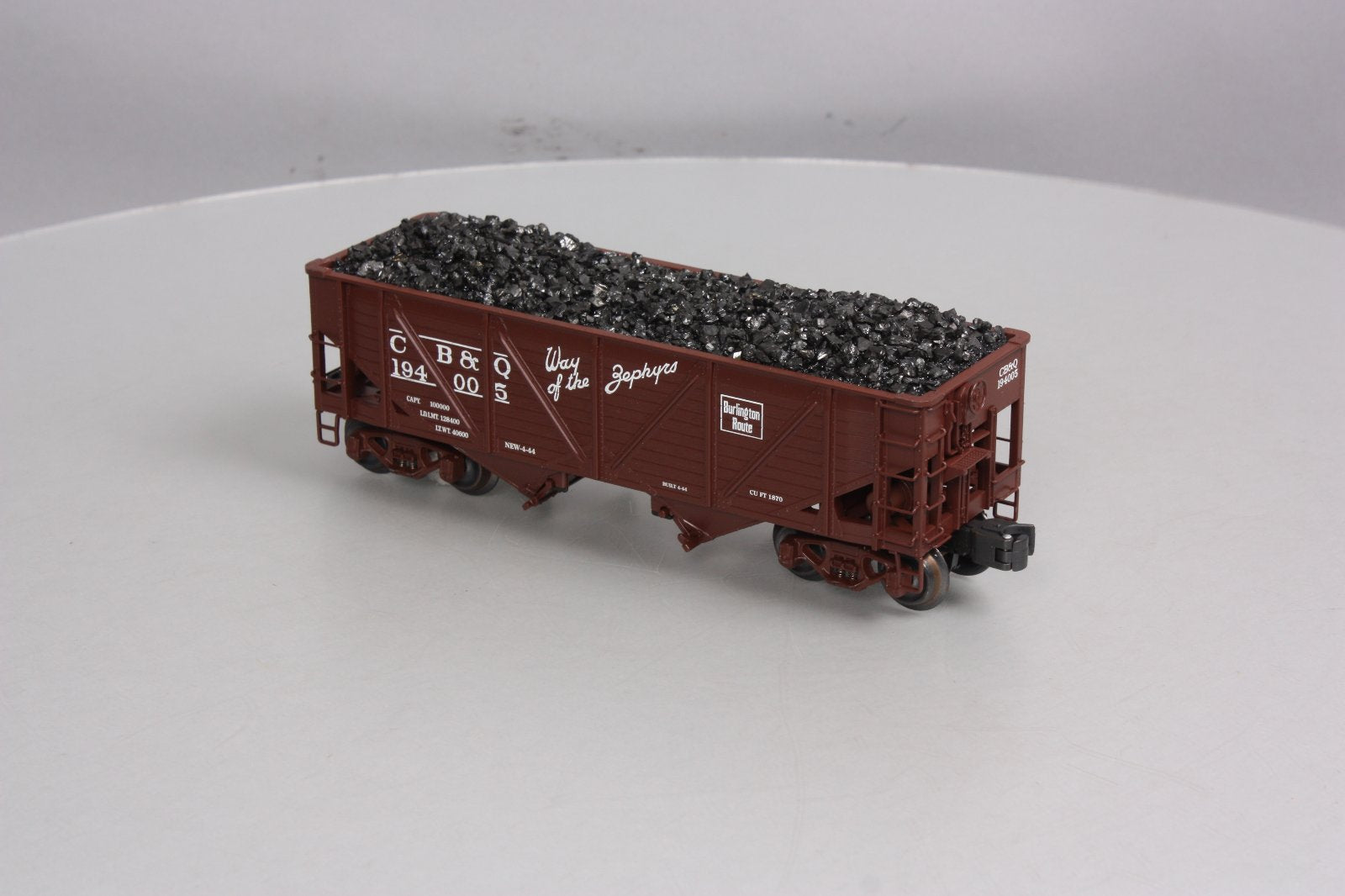 K-Line K6255-1331 O Gauge CB&Q 2-Bay Die Cast Hopper w/ Coal Load #194673 LN/Box