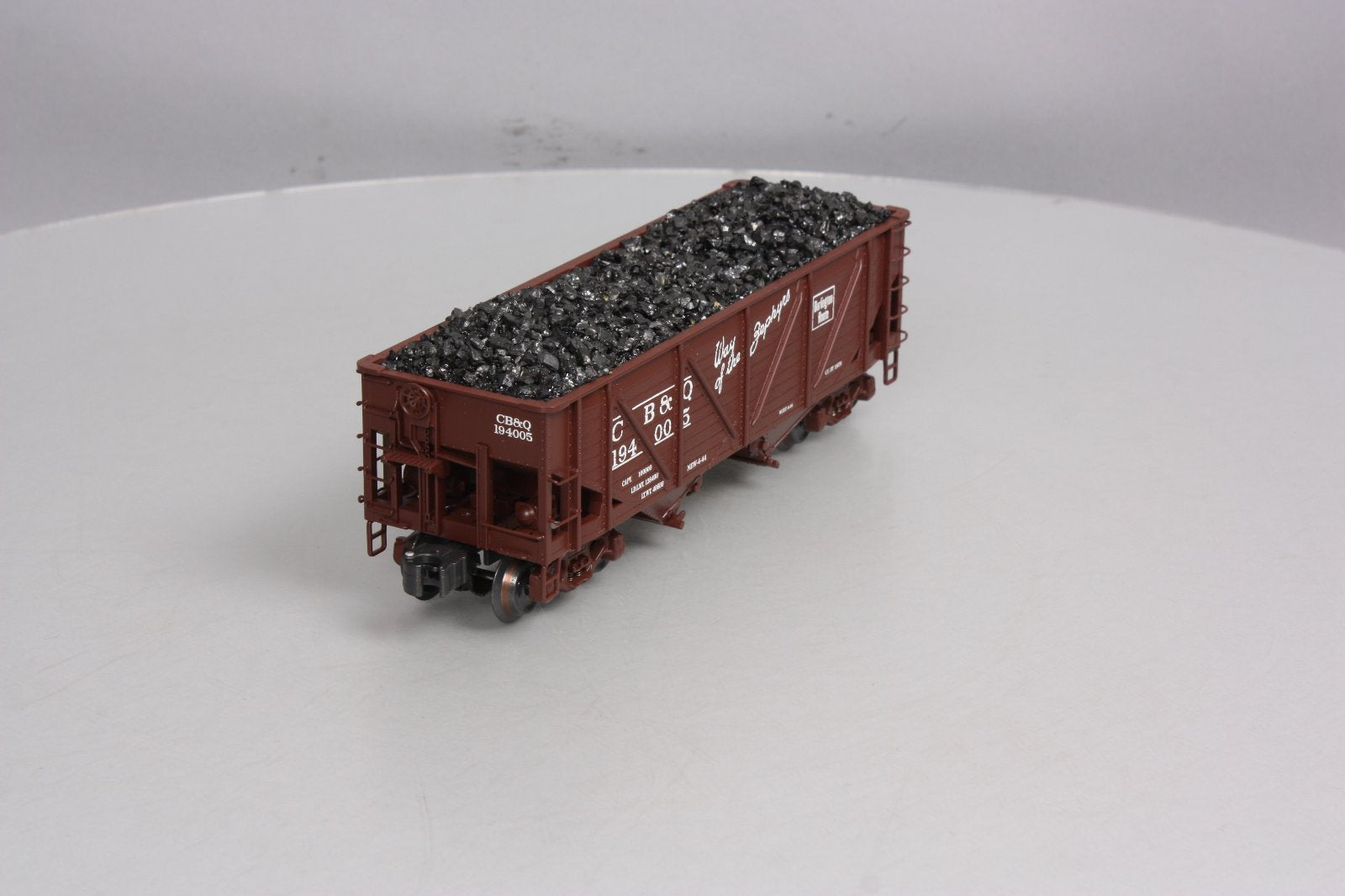 K-Line K6255-1331 O Gauge CB&Q 2-Bay Die Cast Hopper w/ Coal Load #194673 LN/Box