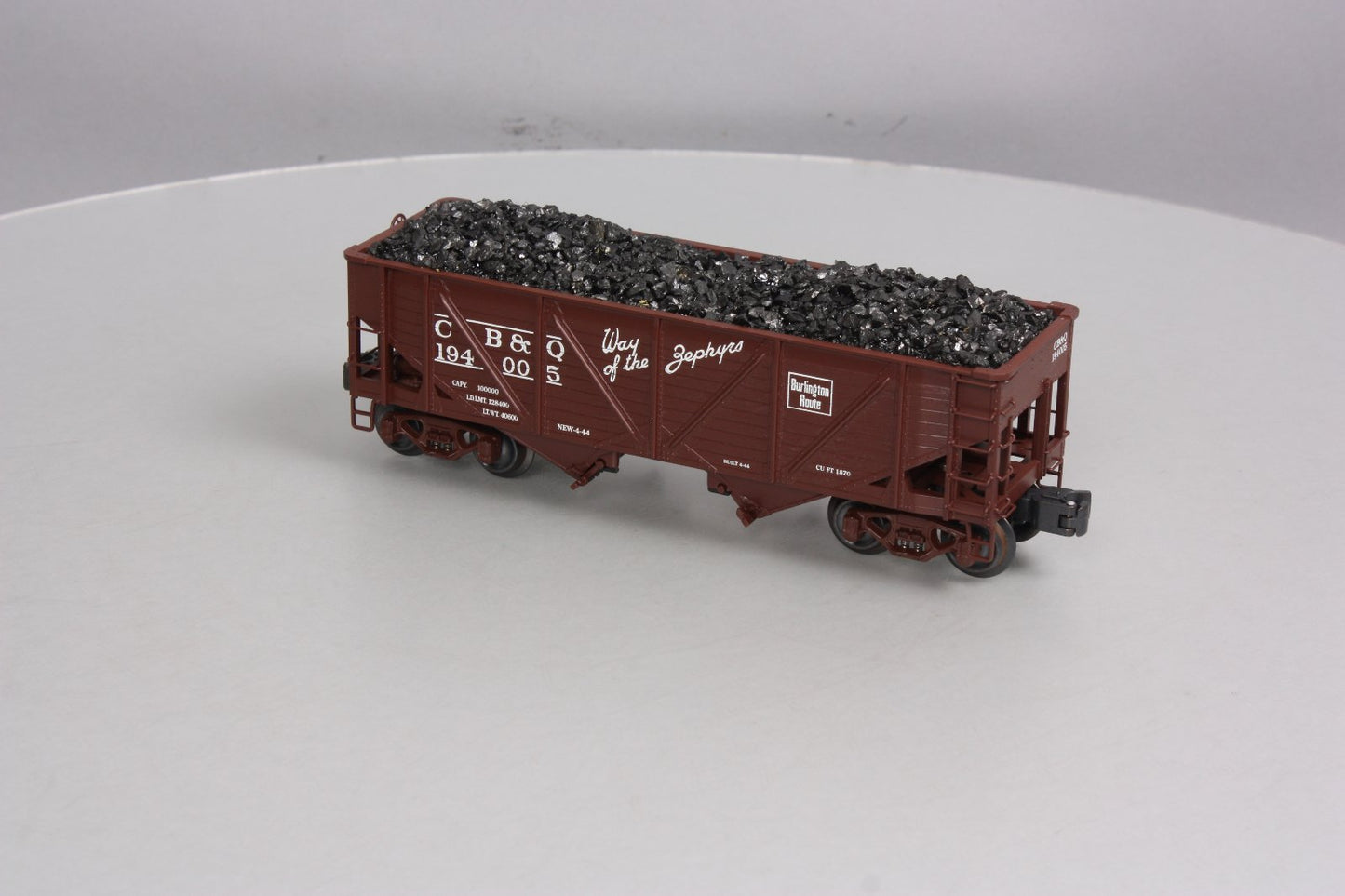 K-Line K6255-1331 O Gauge CB&Q 2-Bay Die Cast Hopper w/ Coal Load #194673 LN/Box