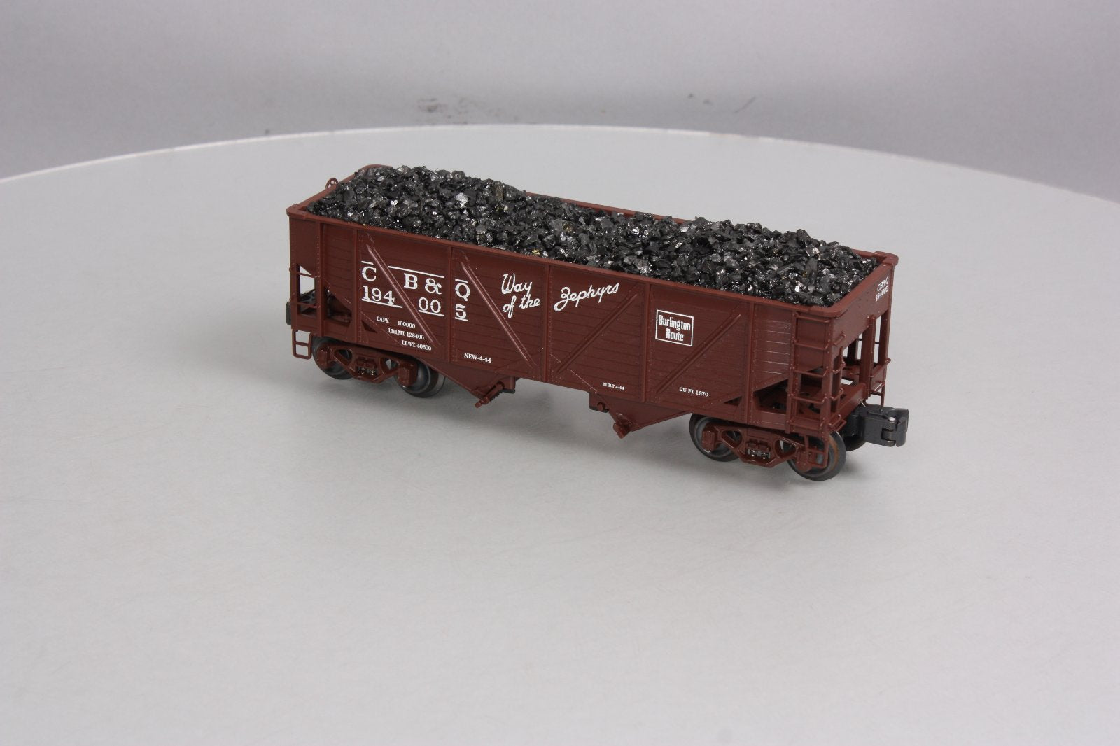 K-Line K6255-1331 O Gauge CB&Q 2-Bay Die Cast Hopper w/ Coal Load #194673 LN/Box