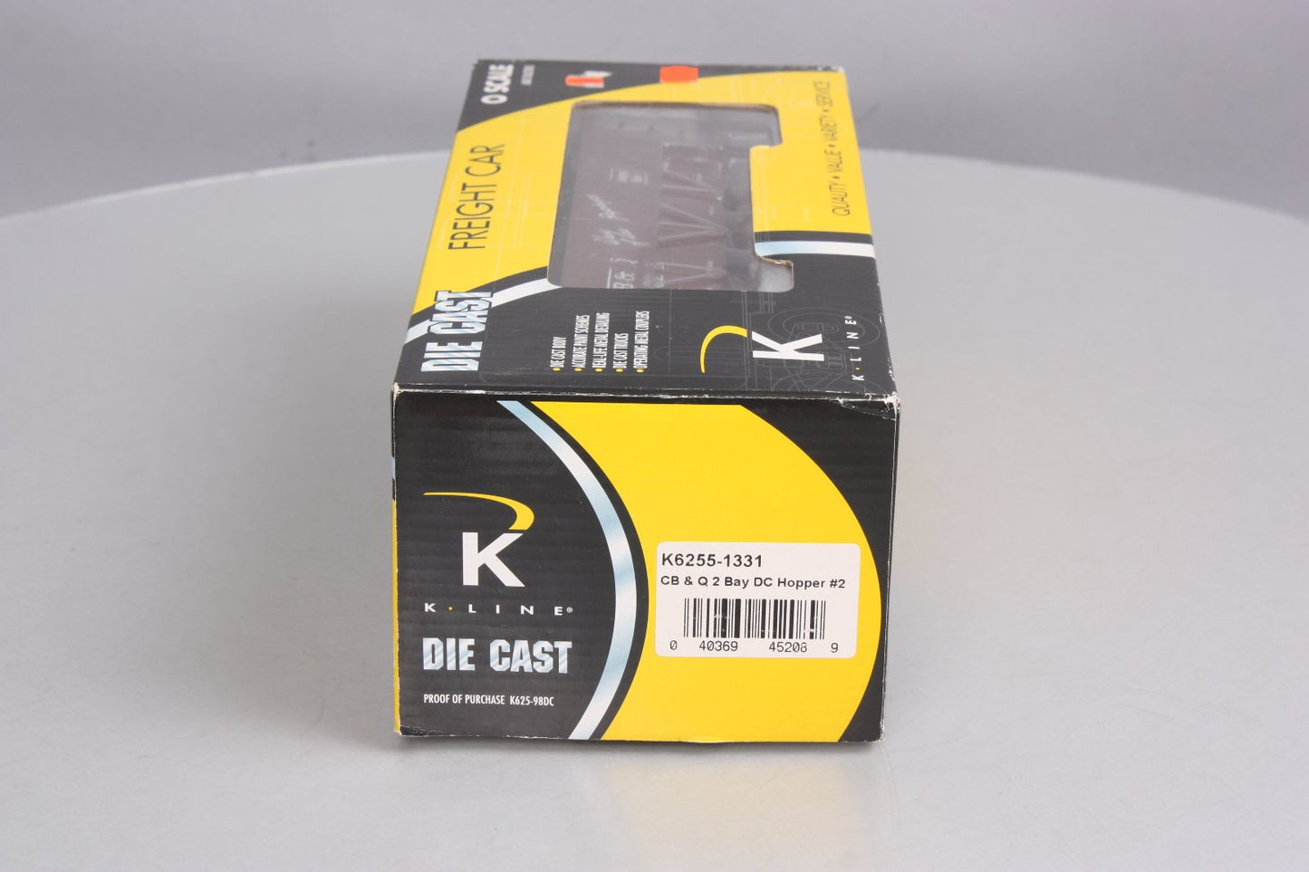K-Line K6255-1331 O Gauge CB&Q 2-Bay Die Cast Hopper w/ Coal Load #194673 LN/Box