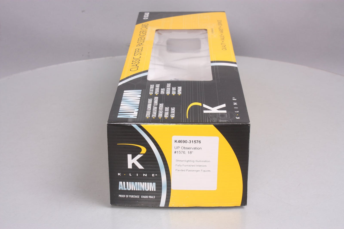K-Line k4690-31576 O Union Pacific 18" Aluminum Observation Car #1576 LN/Box