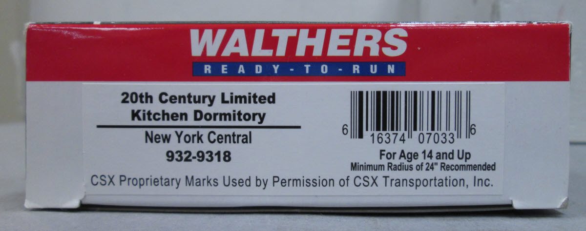 Walthers 932-9318 HO Scale NYC 20th Century Limited Kitchen Dormitory Car LN/Box