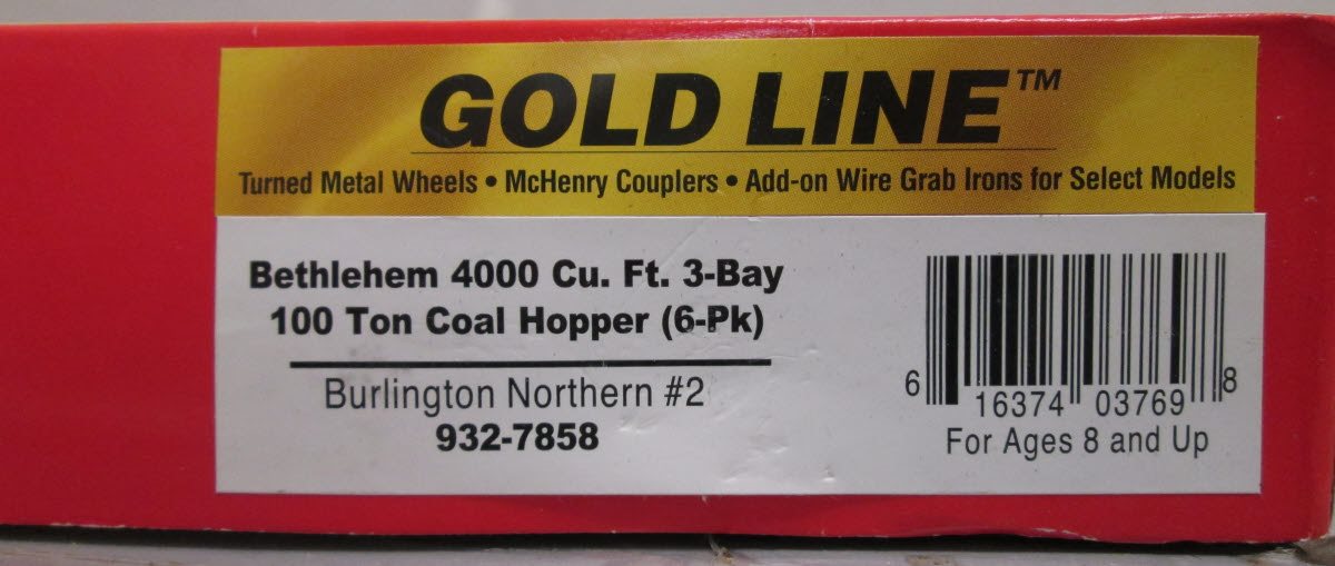 Walthers 932-7858 HO Scale BN Bethlehem 4000 3 Bay Hopper 6-Pack LN/Box