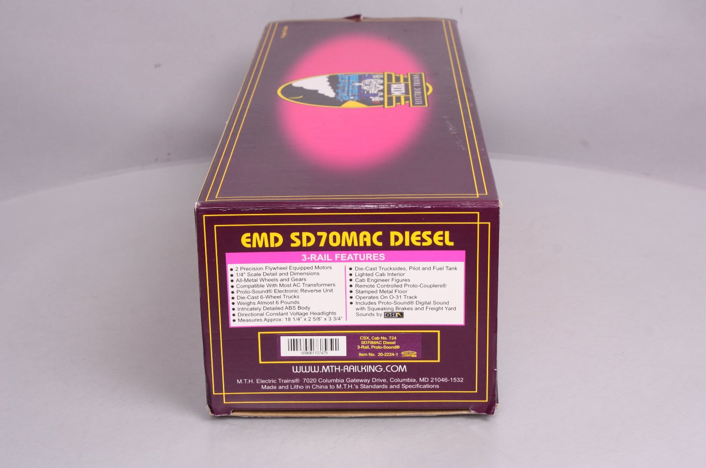 MTH 20-2224-1 O Gauge CSX SD70MAC Diesel Engine w/PS1 #724 LN/Box