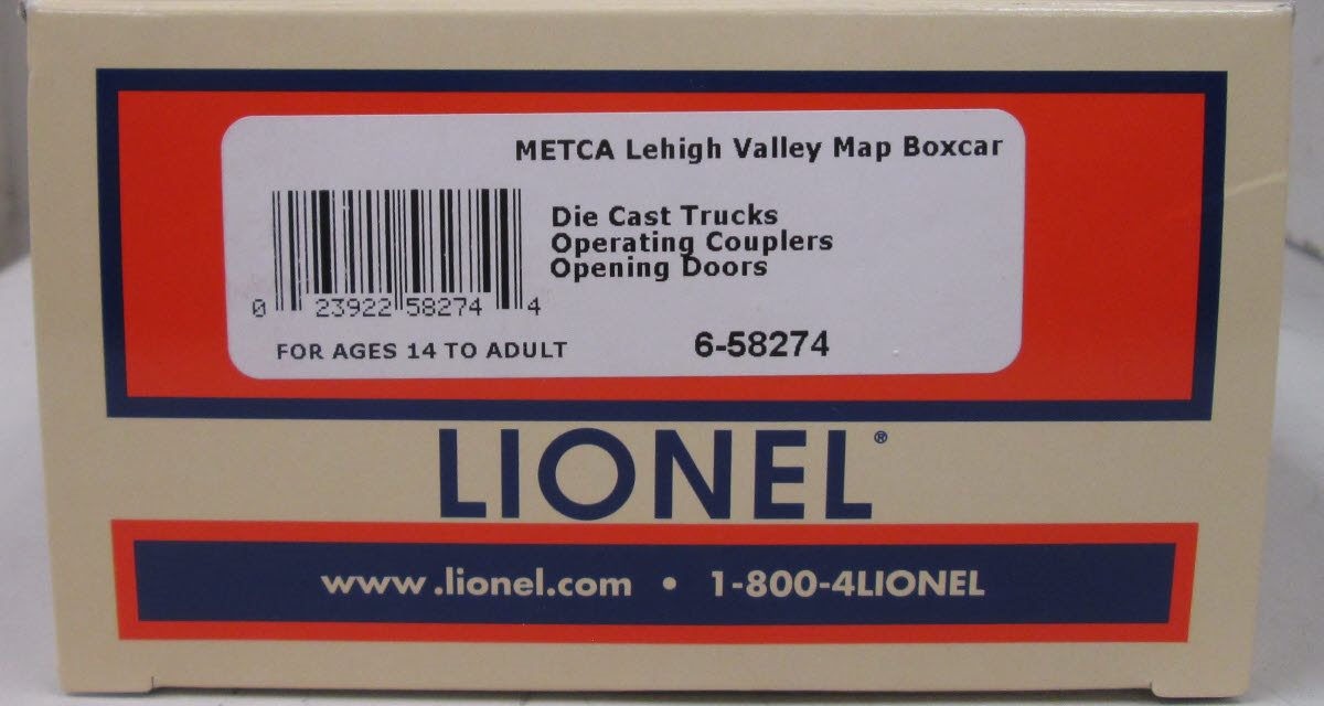 Lionel 6-58274 O Gauge METCA Lehigh Valley Map Boxcar #58274 LN/Box