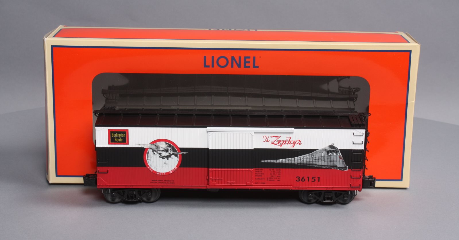 Lionel 6-58228 O Gauge Burlington Zephyr LOTS 2015 Double-Sheathed Boxcar #36151 LN/Box