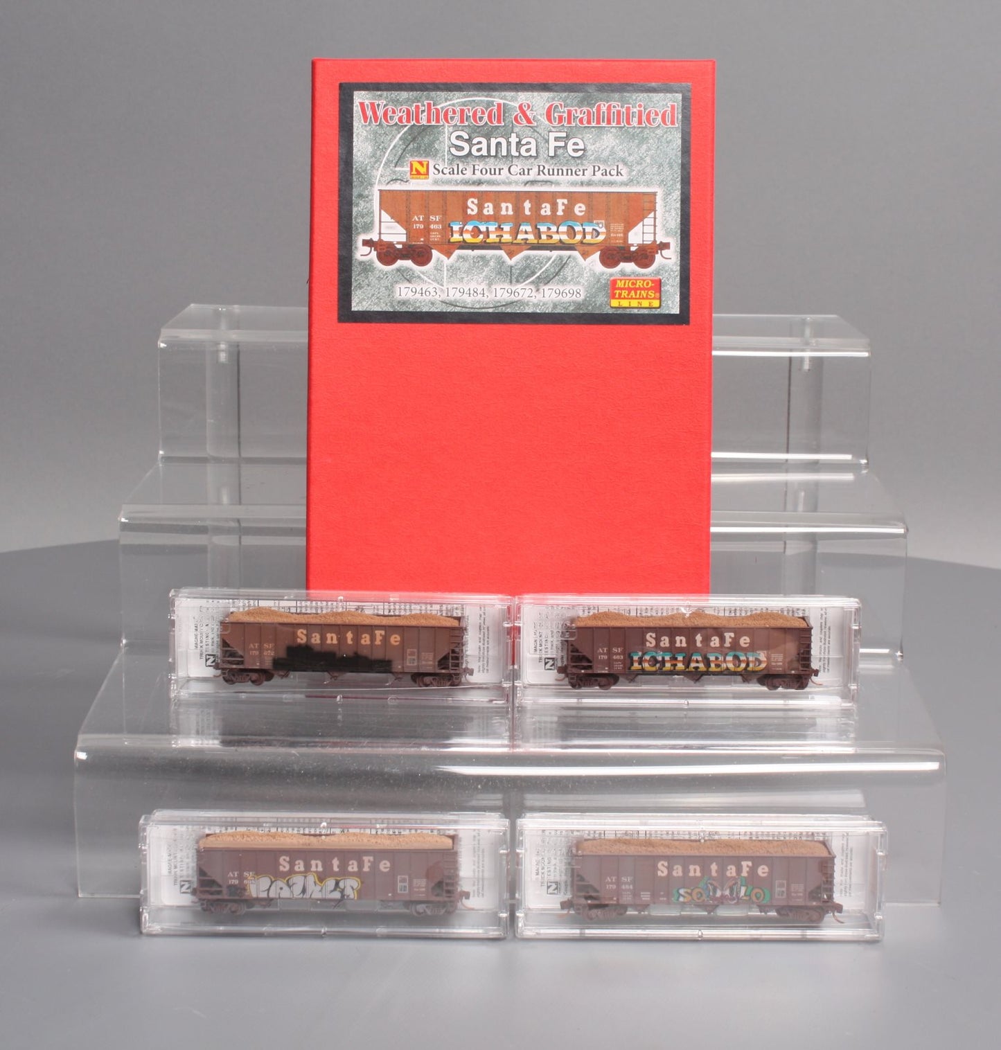 Micro-Trains 99305080 N ATSF 100 ton 3 Bay Open Hopper w/Load (Set of 4) LN/Box