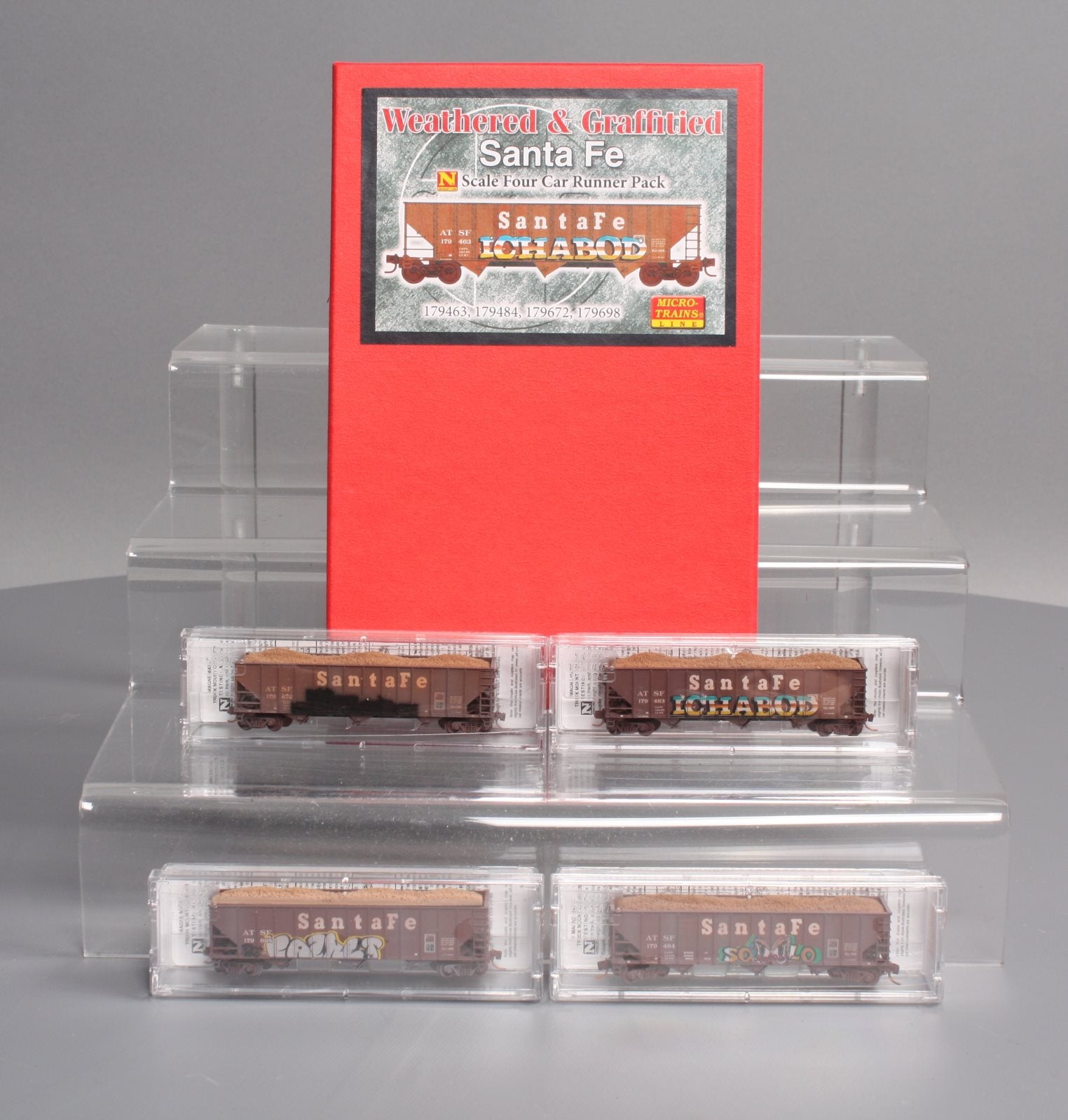 Micro-Trains 99305080 N ATSF 100 ton 3 Bay Open Hopper w/Load (Set of 4) LN/Box