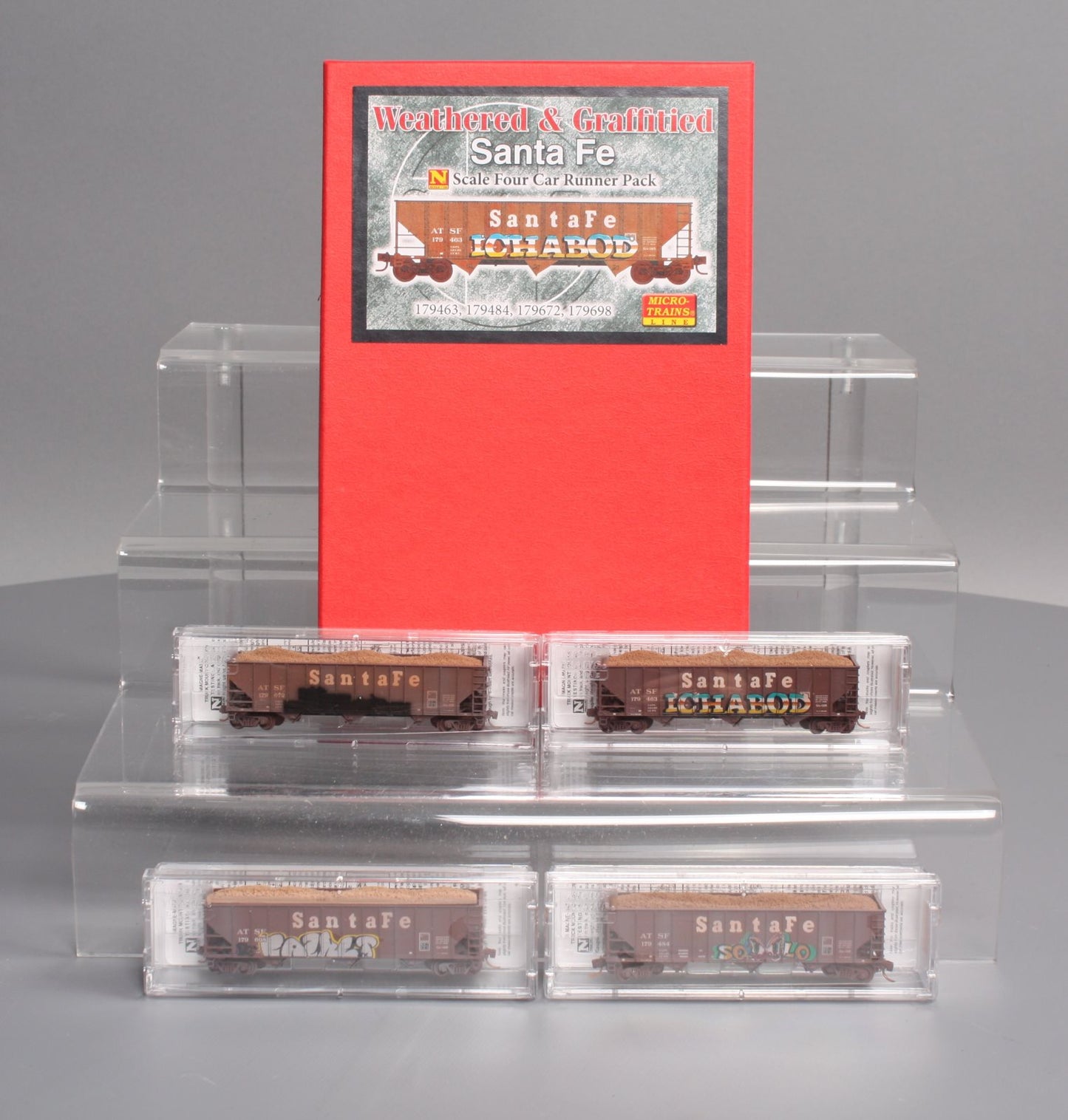 Micro-Trains 99305080 N ATSF 100 ton 3 Bay Open Hopper w/Load (Set of 4) LN/Box