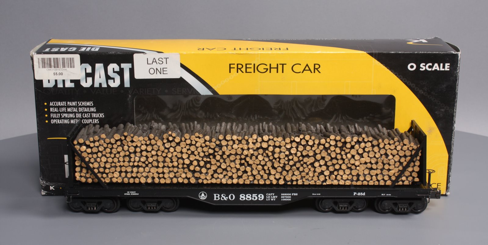 K-Line K693-1091 O Gauge Baltimore & Ohio Flatcar wi/Pulpwood Load LN/Box