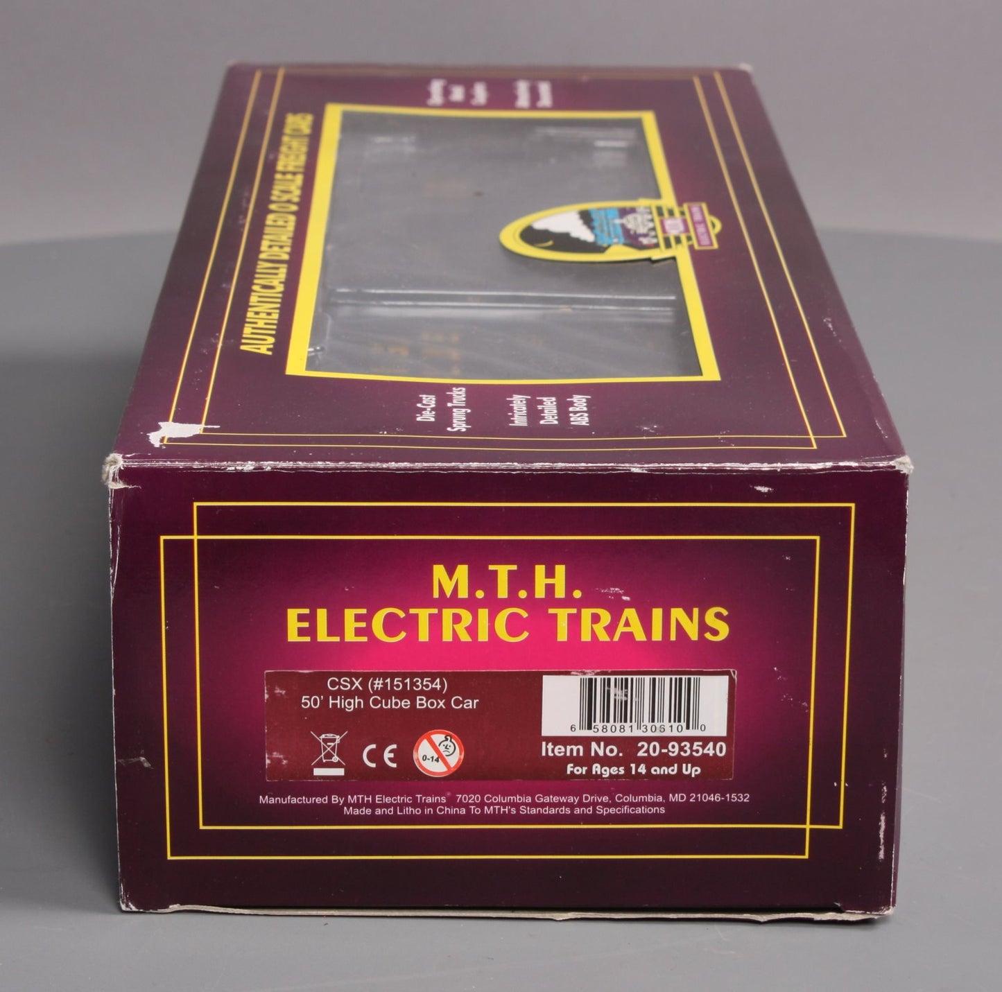 MTH 20-93540 O CSX 50' Hi-Cube Boxcar #151354