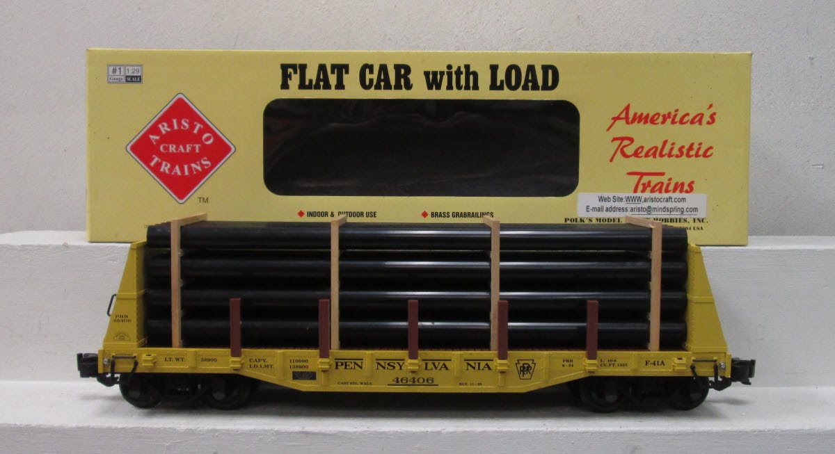 Aristo-Craft 46406 G Pennsylvania MOW Bulkhead Flat Car - Plastic Wheels LN/Box