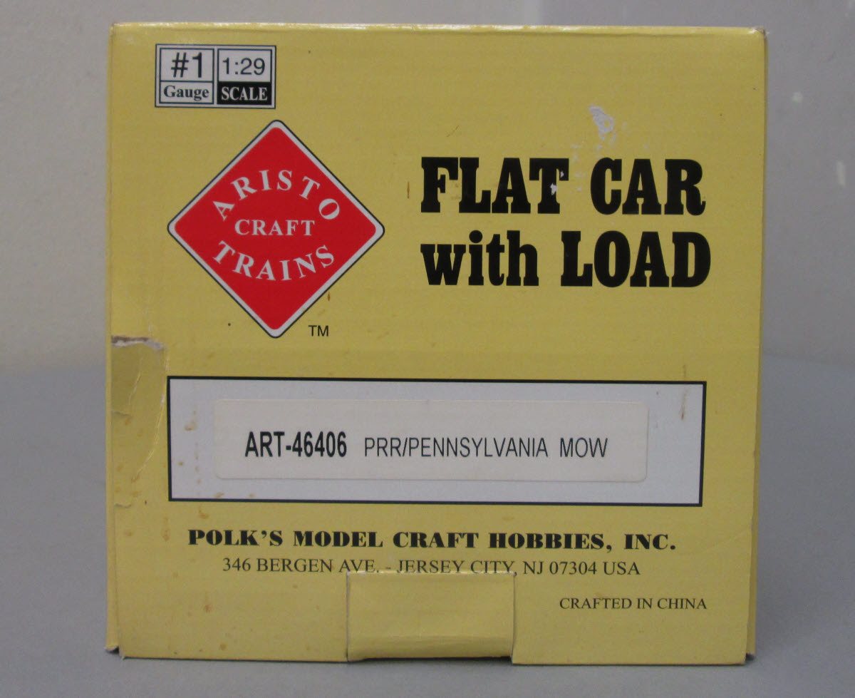 Aristo-Craft 46406 G Pennsylvania MOW Bulkhead Flat Car - Plastic Wheels LN/Box