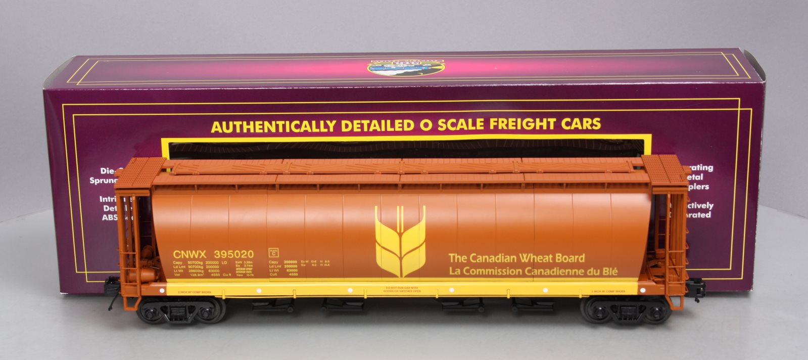 MTH 20-97707 O Gauge Canadian Wheat 100-Ton Hopper #395020 LN/Box