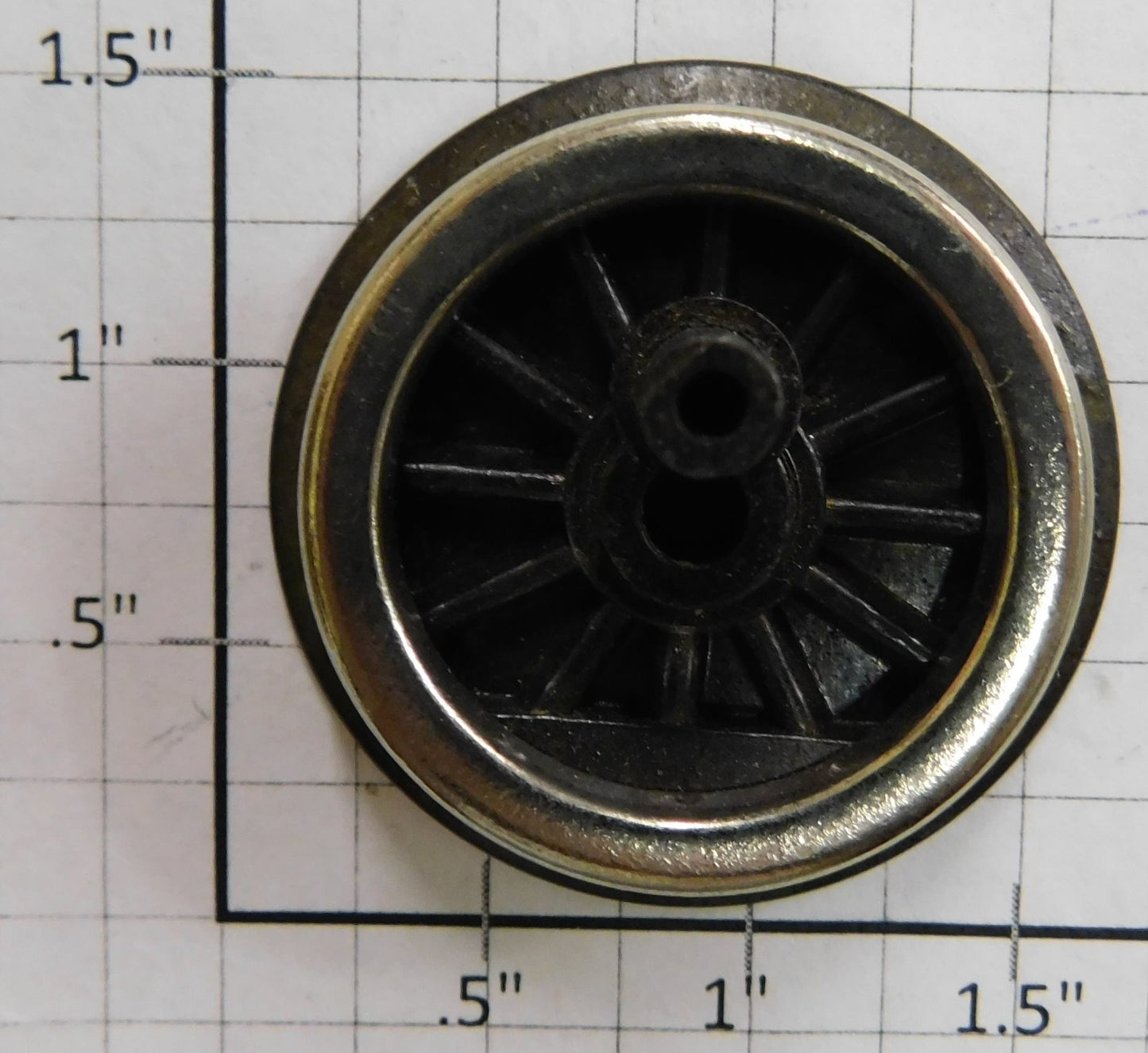 McCoy 263E-41 Plain Black Wheel with Silver Rim and Hub Stud