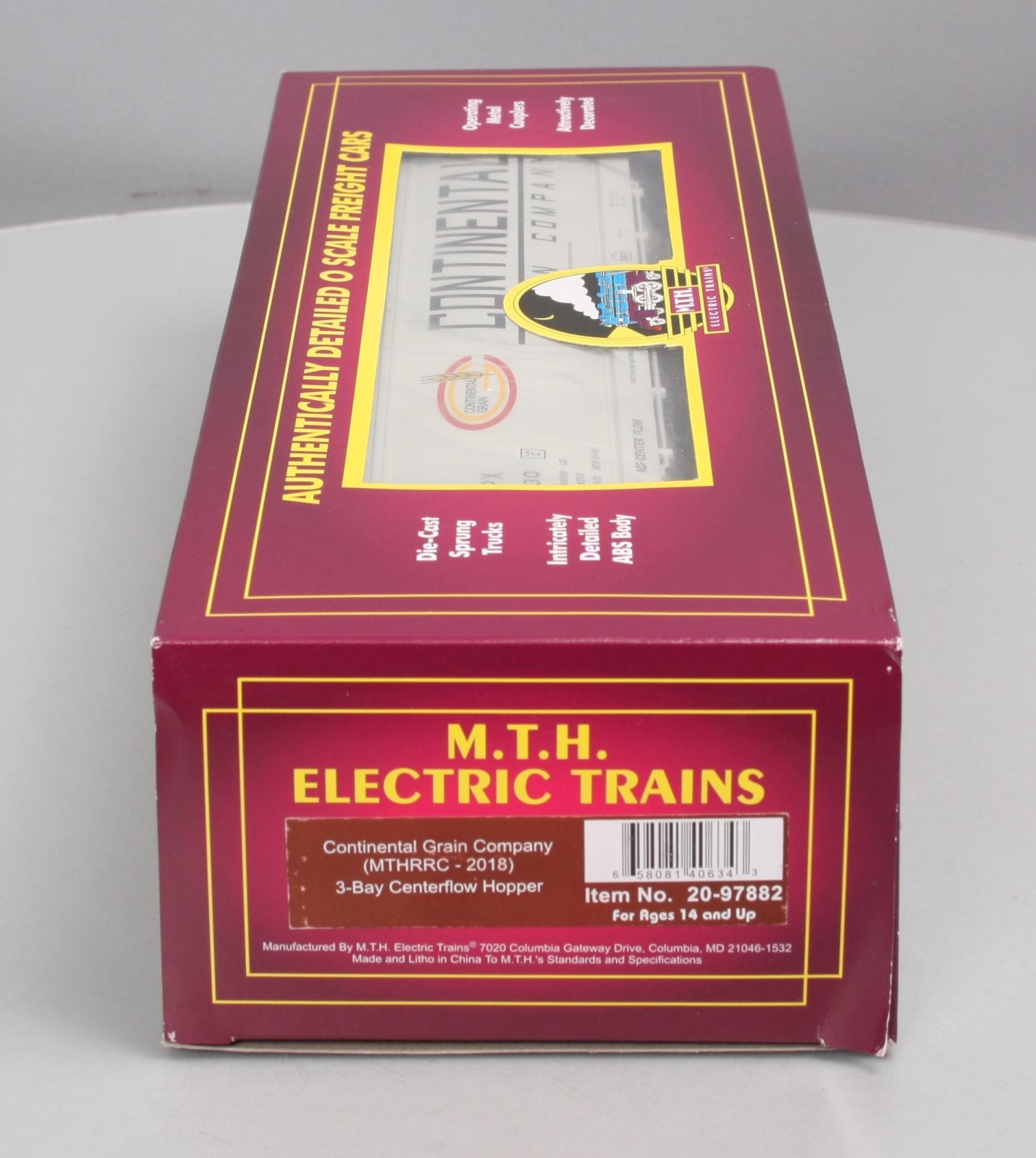 MTH 20-97882 O MTHRRC-2018 Continental Grain Company 3-Bay Centerflow Hopper LN/Box