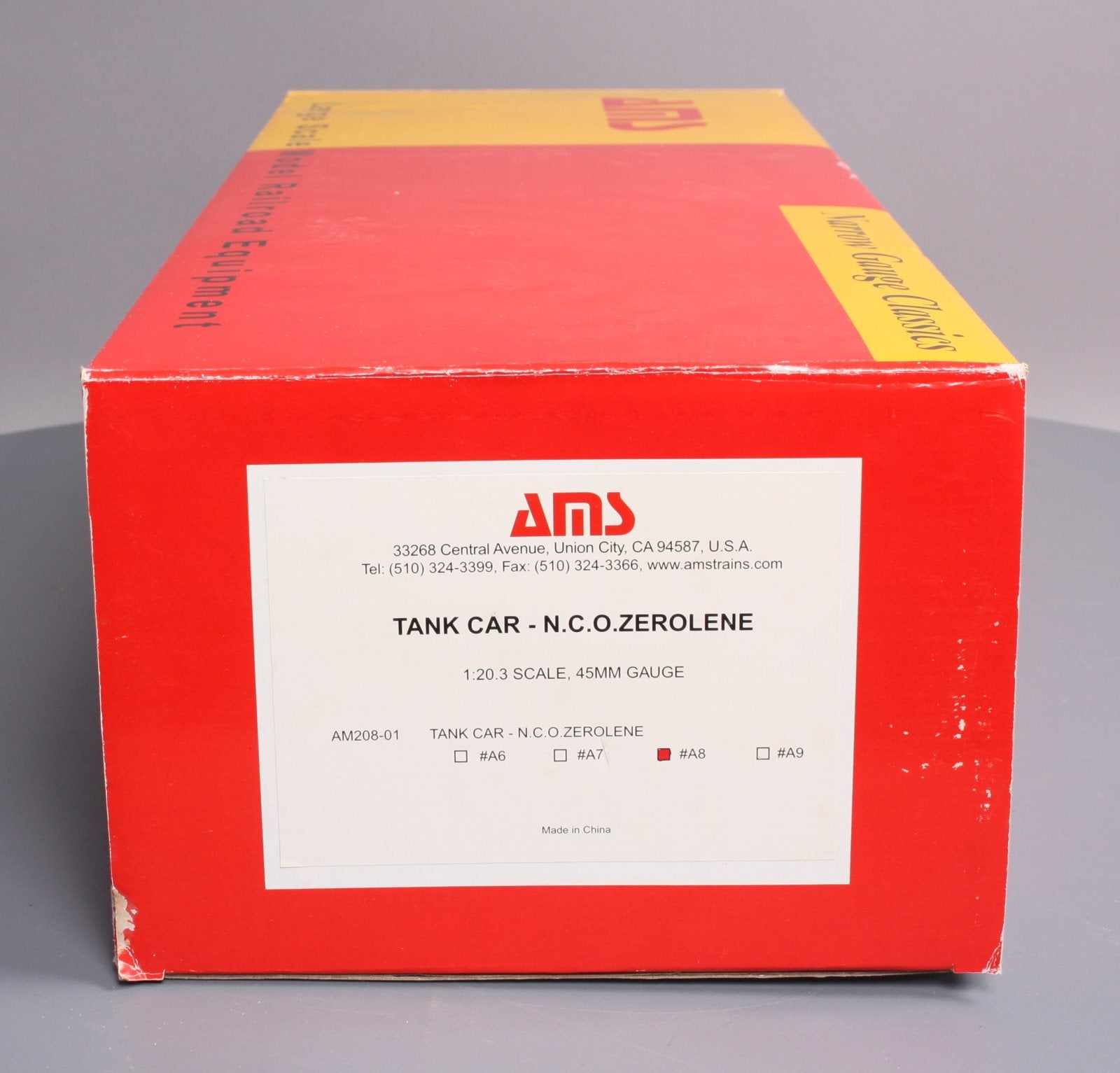 AMS AM208-01 1:20.3 Scale (NG) N.C.O. Zerolene Tank Car #A8 - Metal Wheels LN/Box