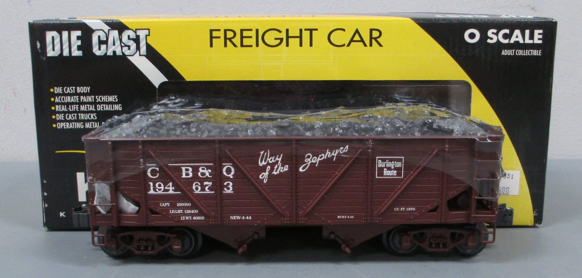 K-Line K6255-1331 O Gauge CB&Q 2-Bay Die Cast Hopper w/ Coal Load #194673 LN/Box