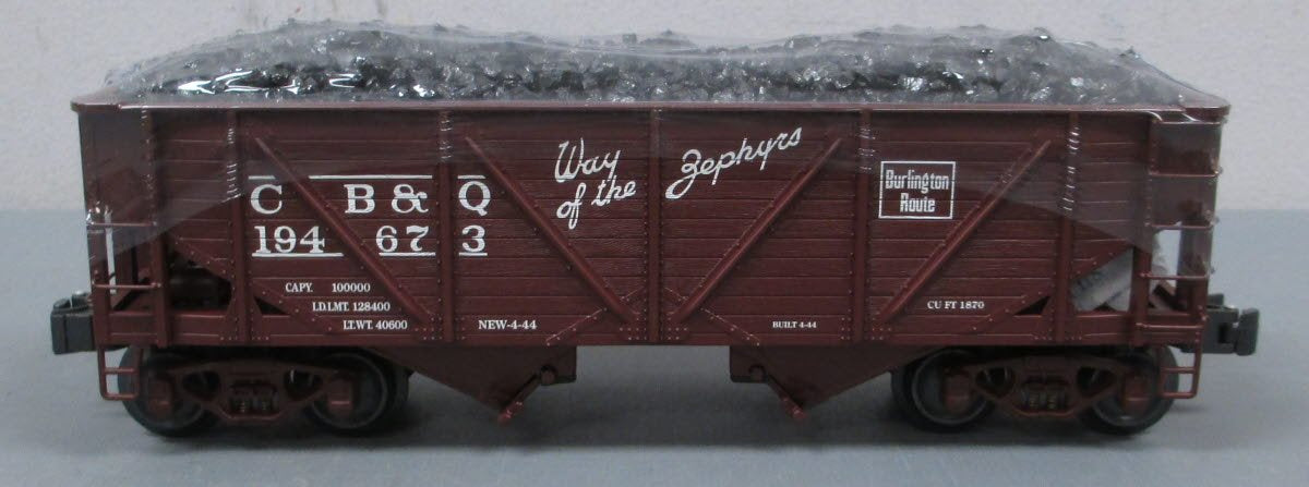 K-Line K6255-1331 O Gauge CB&Q 2-Bay Die Cast Hopper w/ Coal Load #194673 LN/Box