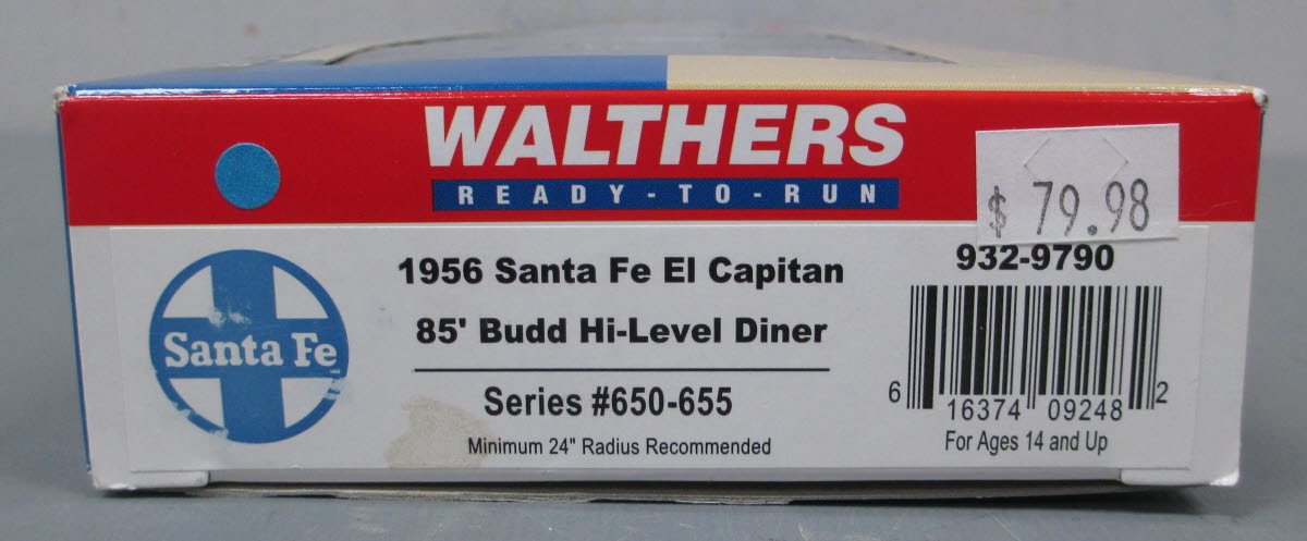 Walthers 932-9790 HO Santa Fe 1956 El Capitan 85' Budd Hi-Level Diner LN/Box