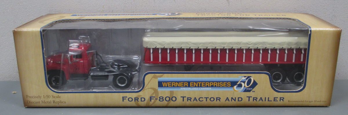 First Gear 59-3069 1:50 Scale Werner Enterprises 50th Ford F-800 Tractor/Trailer