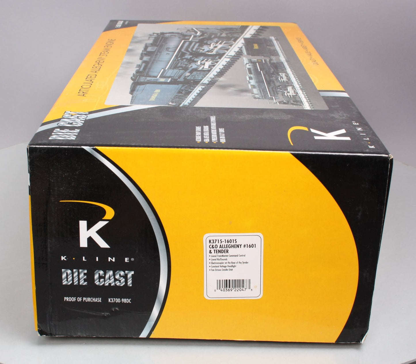 K-Line K3715-16015 1:58 C&O Allegheny Steam Locomotive and Tender #1601 LN/Box
