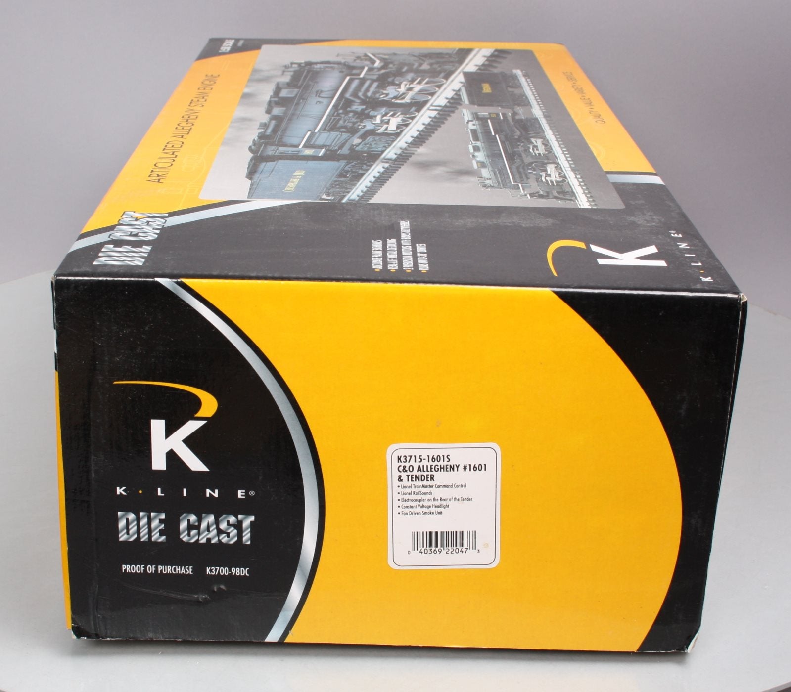 K-Line K3715-16015 1:58 C&O Allegheny Steam Locomotive and Tender #1601 LN/Box