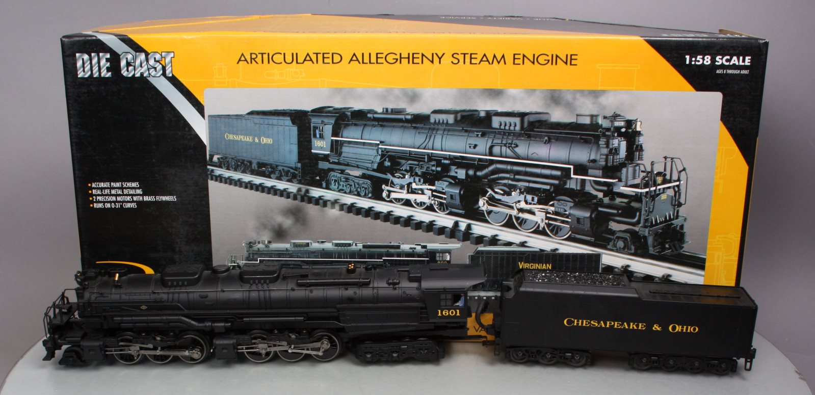 K-Line K3715-16015 1:58 C&O Allegheny Steam Locomotive and Tender #1601 LN/Box