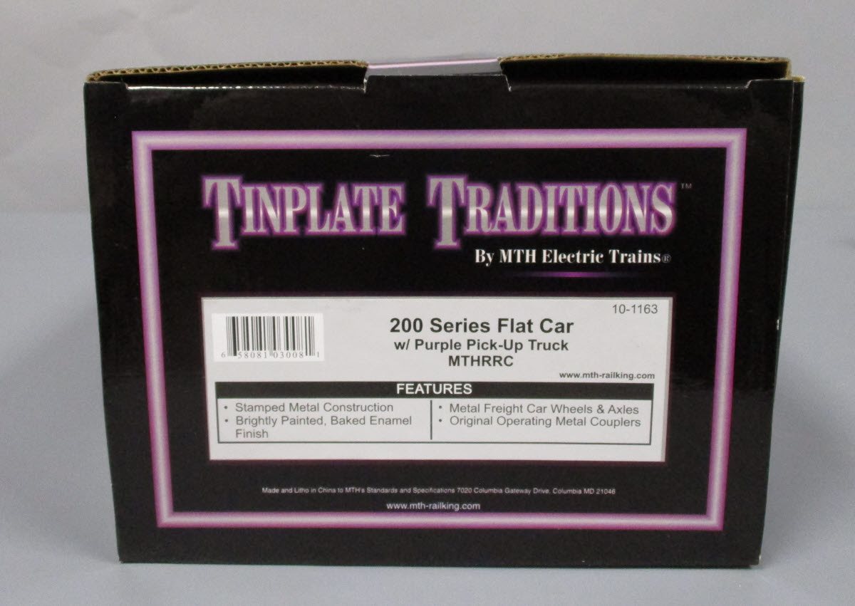 MTH 10-1163 Standard Gauge MTHRRC 200 Series Flatcar with Purple Pick-Up Truck LN/Box