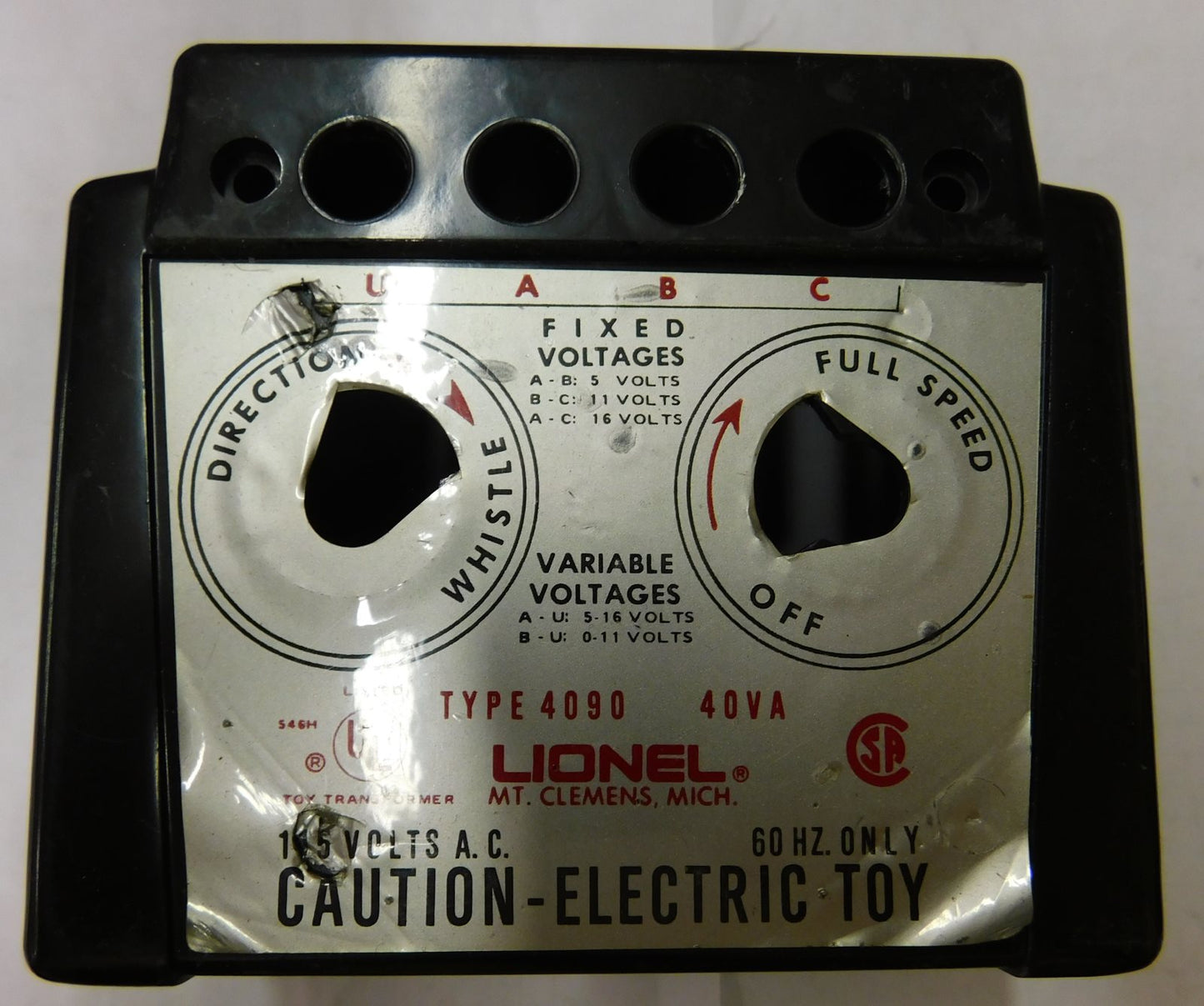Lionel 4090-3X Transformer Case with Nameplate Decal