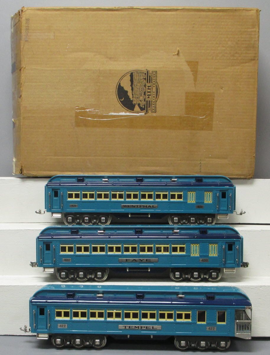 MTH 11-40040 Std.Gauge Two Tone Blue Comet Nickel Trim Passenger Set (Set of 3) MT/Box