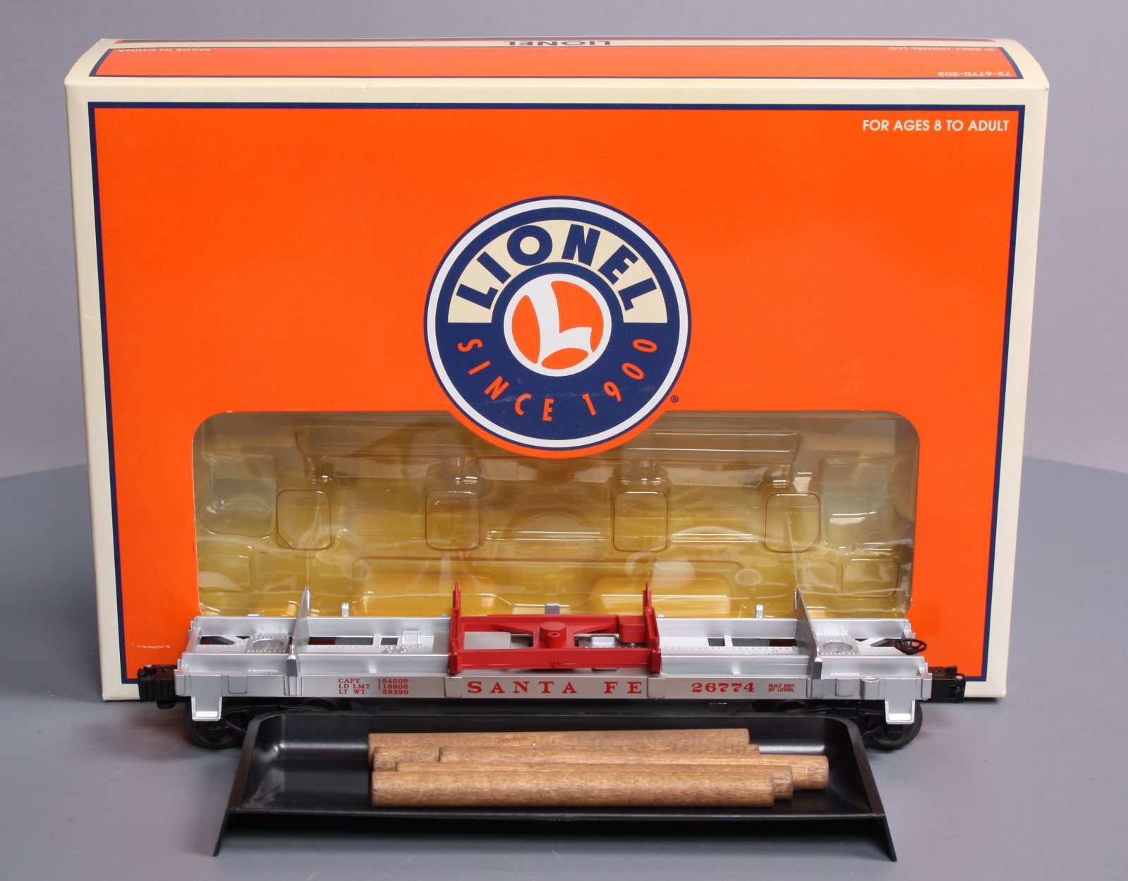 Lionel 6-26774 O Gauge Santa Fe Log Dump Car LN/Box