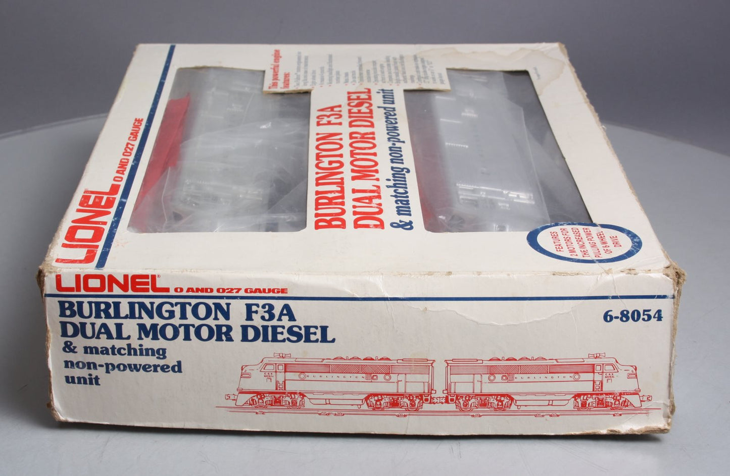 Lionel 6-8054 O Burlington F-3 AA Chrome Diesel Locomotives #8054/#8055 EX/Box