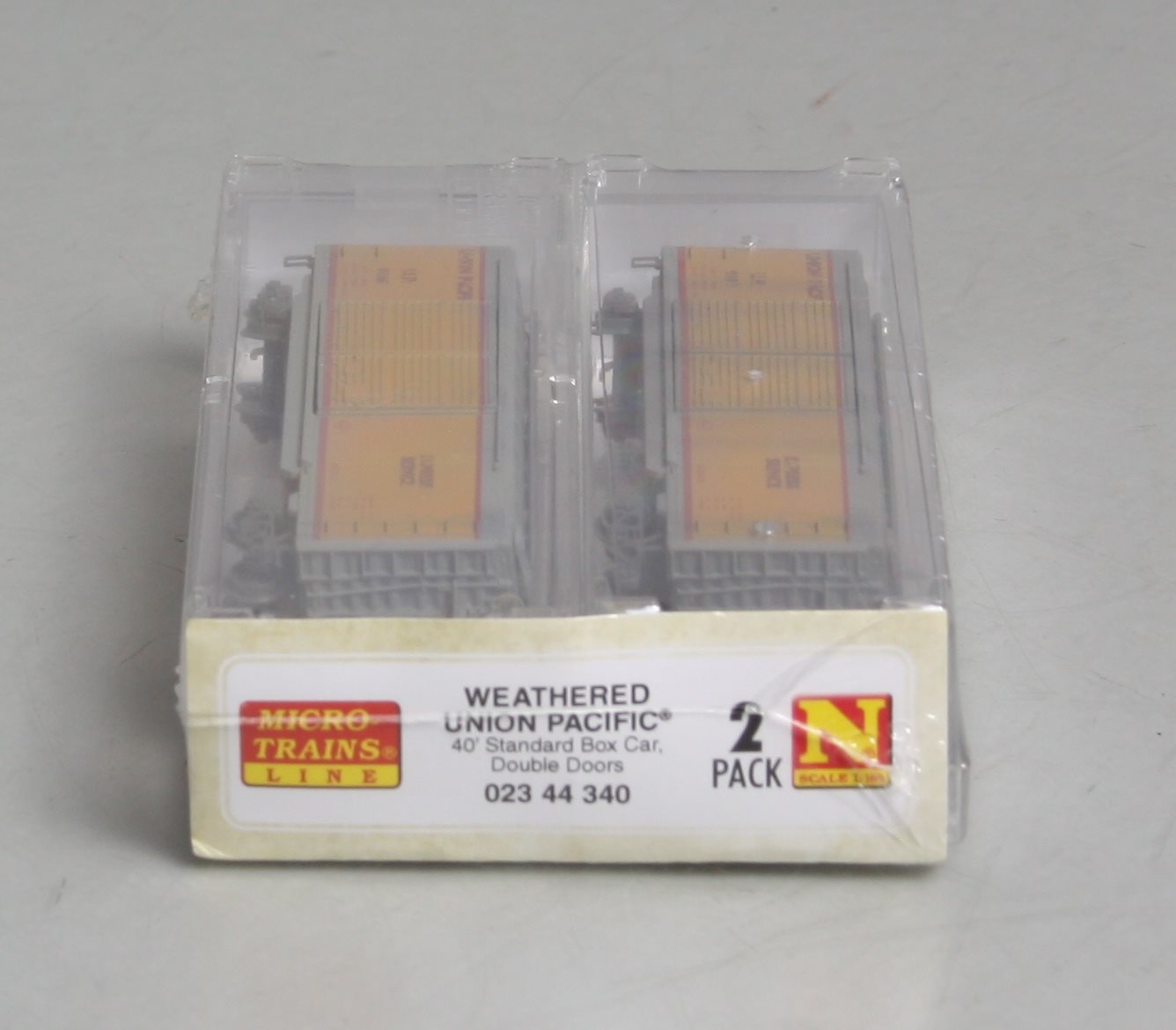 Micro-Trains 02344340 N UP Weathered 40' Standard Double Door Boxcar (Set of 2)