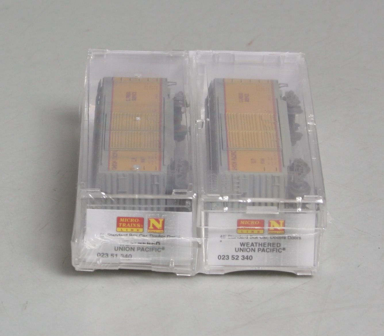 Micro-Trains 02344340 N UP Weathered 40' Standard Double Door Boxcar (Set of 2)