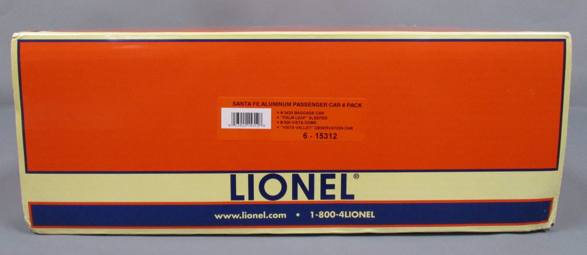 Lionel 6-15312 O Santa Fe Aluminum Passenger Cars (Set of 4) NIB
