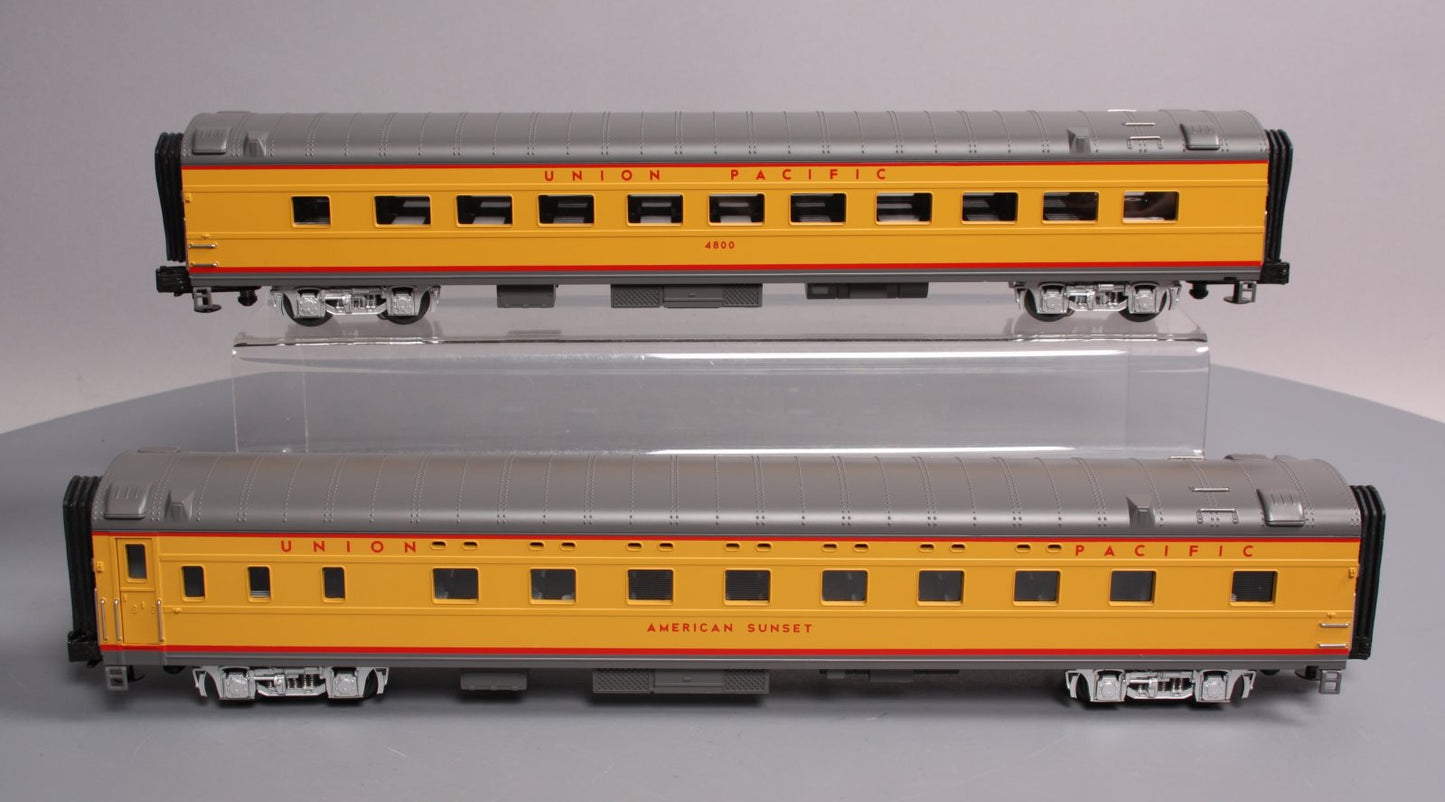 MTH 20-6698 O UP 70' Streamlined Sleeper/Diner Passenger Car Set (Set of 2) LN/Box