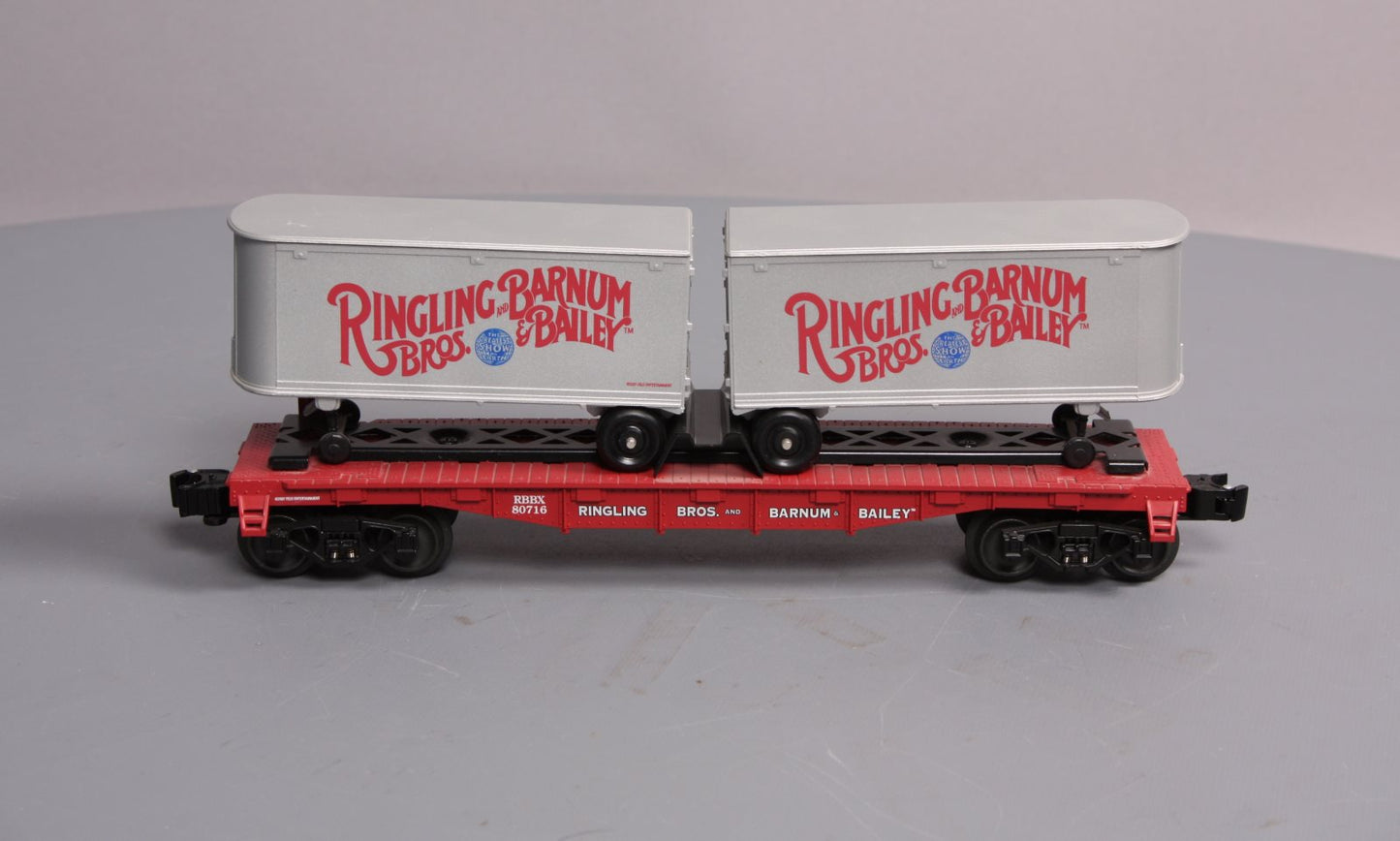 Lionel K-Line 6-21472 Ringling Bros Flatcar #80716 with 2 Trailers LN/Box